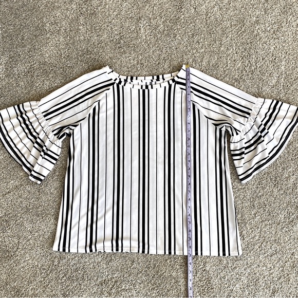 Worthington lightweight striped blouse with fluted sleeves. Women’s size L - Picture 9 of 9